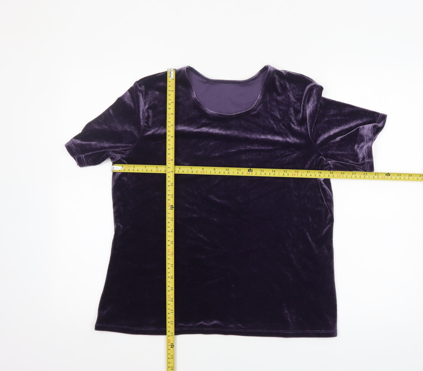Marks and Spencer Women’s Purple Velvet Short Sleeve Top UK 18