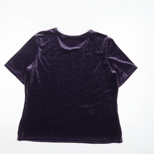 Marks and Spencer Women’s Purple Velvet Short Sleeve Top UK 18