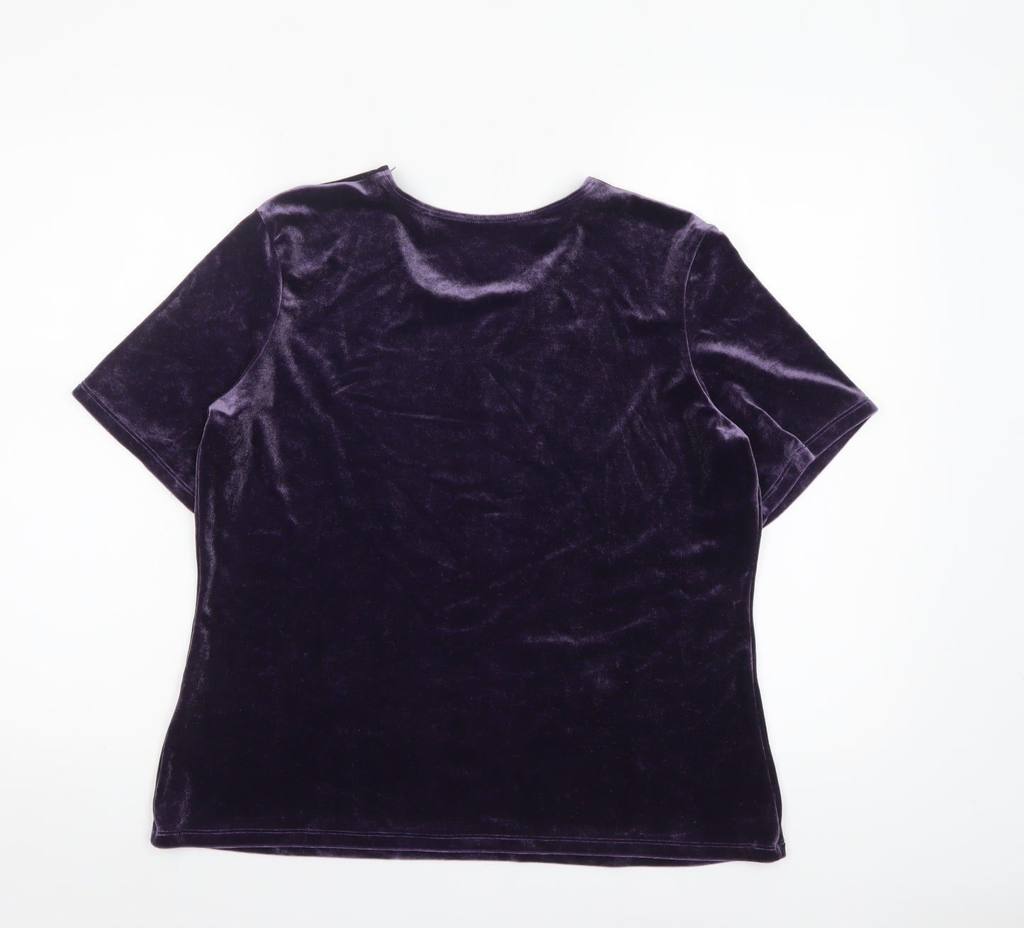 Marks and Spencer Women’s Purple Velvet Short Sleeve Top UK 18