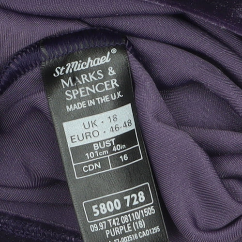 Marks and Spencer Women’s Purple Velvet Short Sleeve Top UK 18