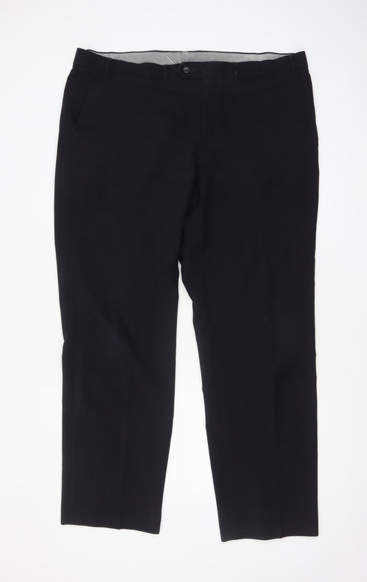 Marks and Spencer Men’s Navy Blue 42W 33L Regular Fit Dress Trousers