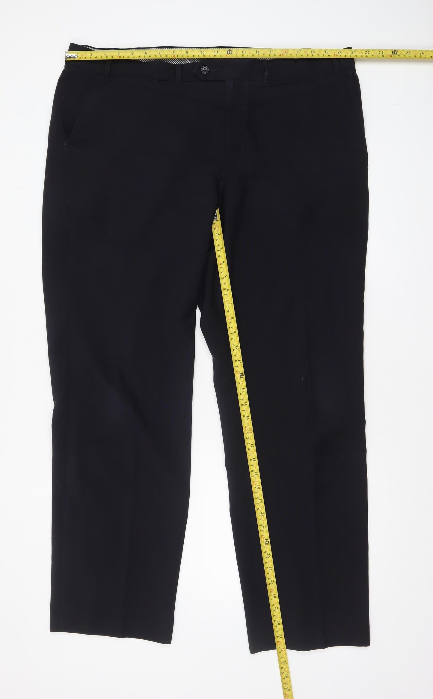 Marks and Spencer Men’s Navy Blue 42W 33L Regular Fit Dress Trousers
