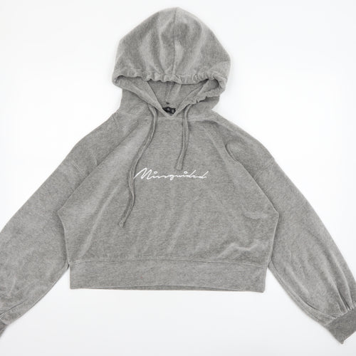Missguided Women Grey UK 8 Pullover Hoodie with Logo Print