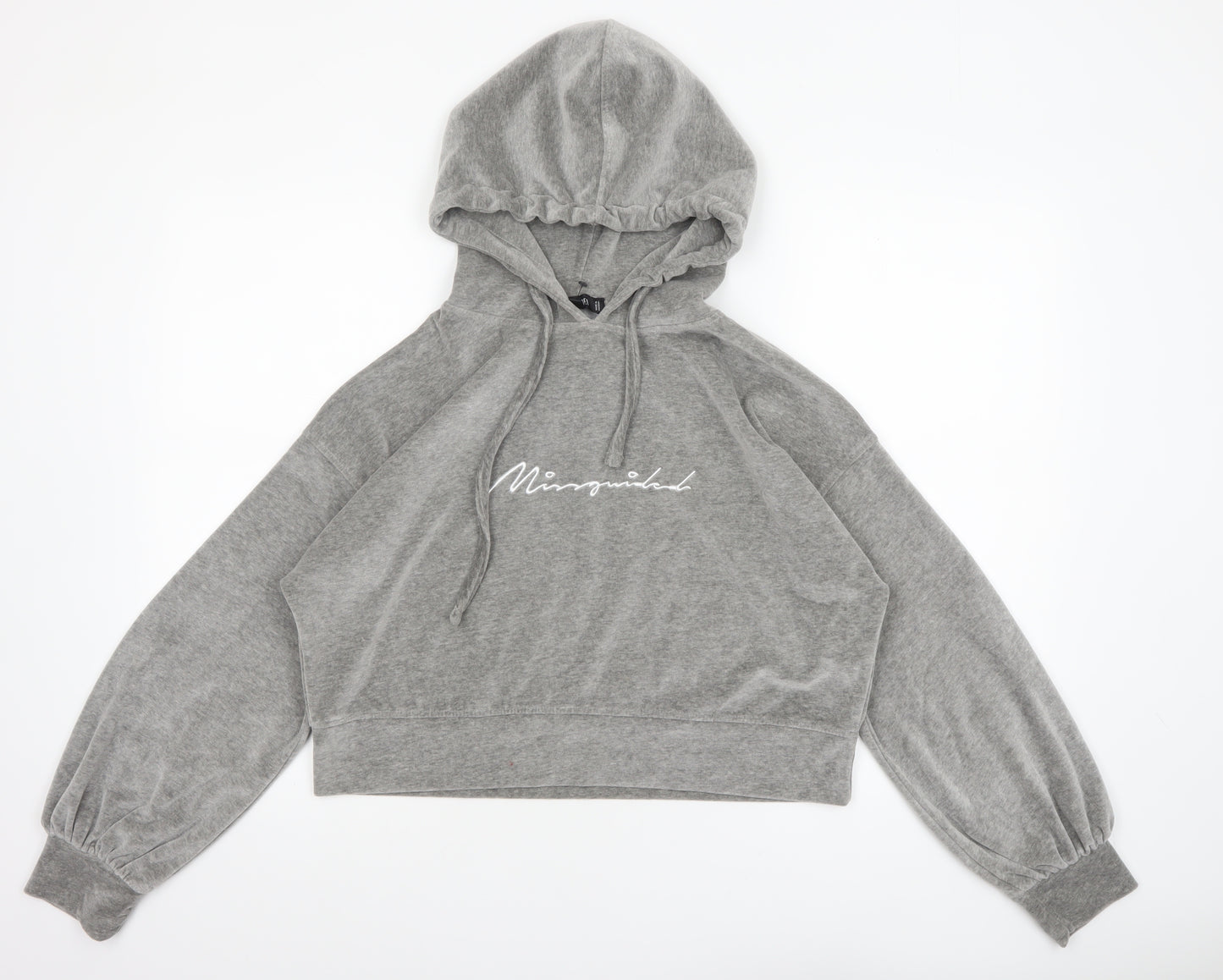 Missguided Women Grey UK 8 Pullover Hoodie with Logo Print