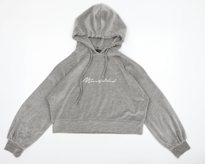 Missguided Women Grey UK 8 Pullover Hoodie with Logo Print
