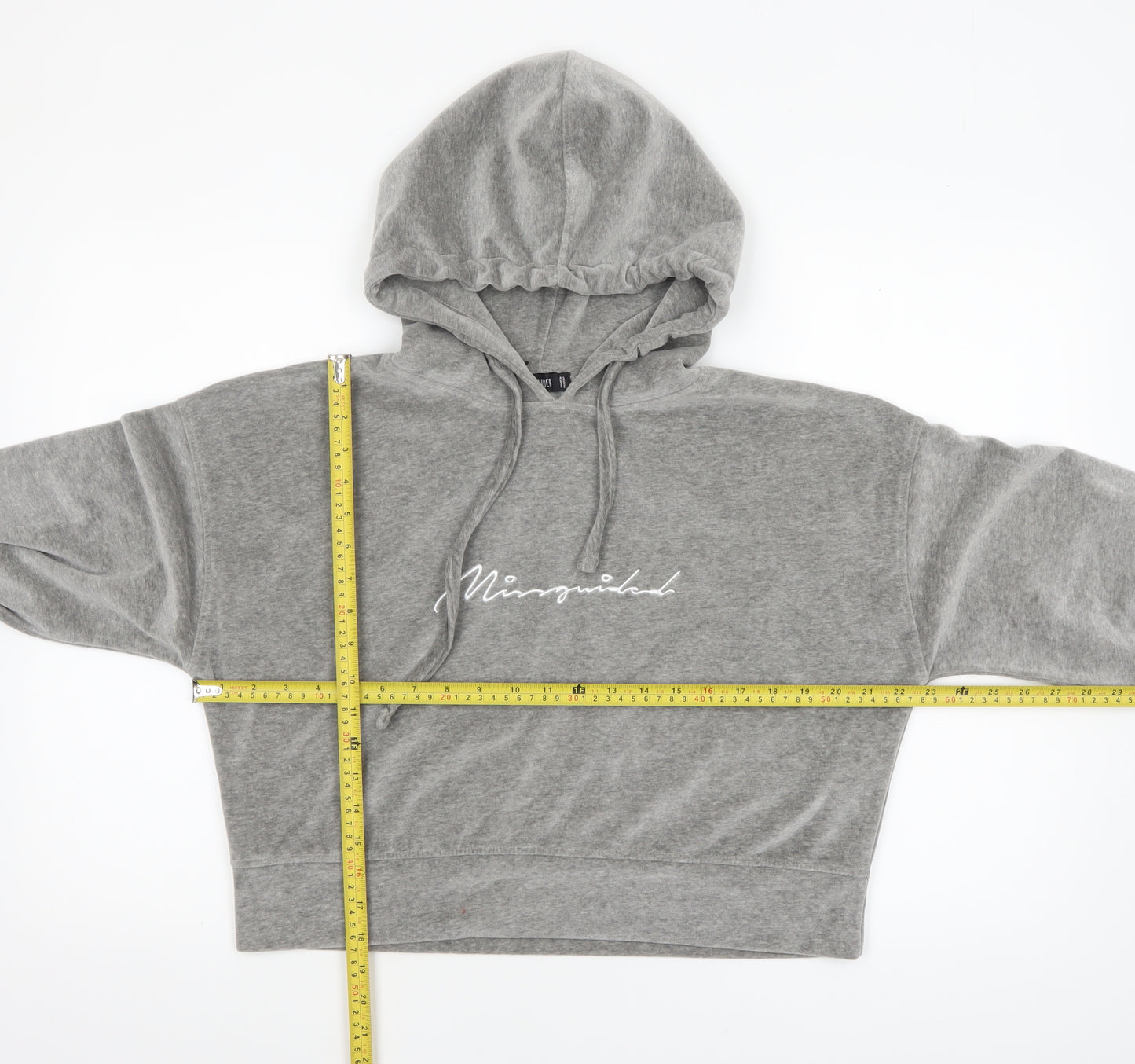 Missguided Women Grey UK 8 Pullover Hoodie with Logo Print