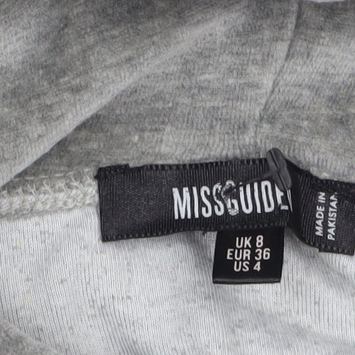 Missguided Women Grey UK 8 Pullover Hoodie with Logo Print