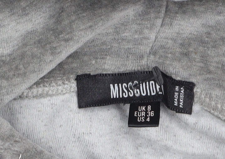 Missguided Women Grey UK 8 Pullover Hoodie with Logo Print