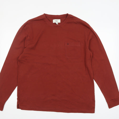 Marks and Spencer Men's Brown Long Sleeve Cotton Regular Fit T-Shirt L