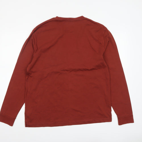 Marks and Spencer Men's Brown Long Sleeve Cotton Regular Fit T-Shirt L