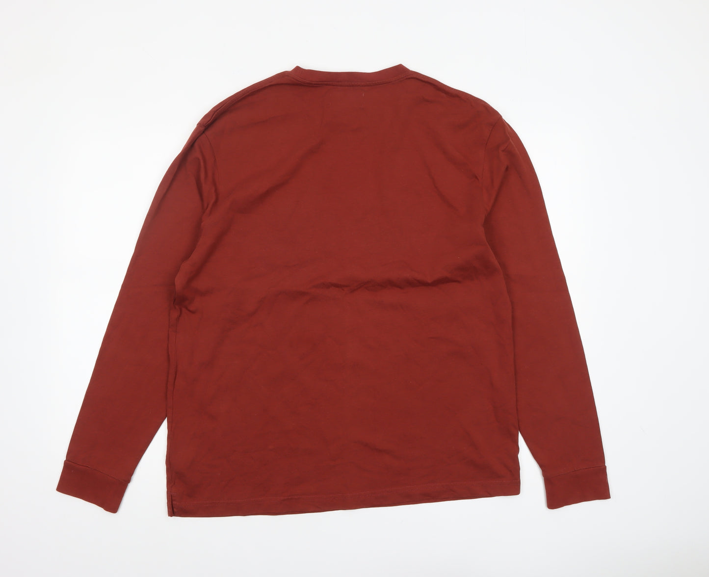 Marks and Spencer Men's Brown Long Sleeve Cotton Regular Fit T-Shirt L