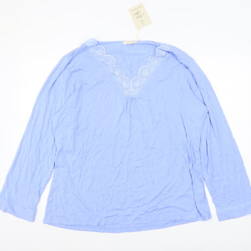 Nora Rose Womens Blue Long Sleeve V-Neck Tunic Top Size 24
