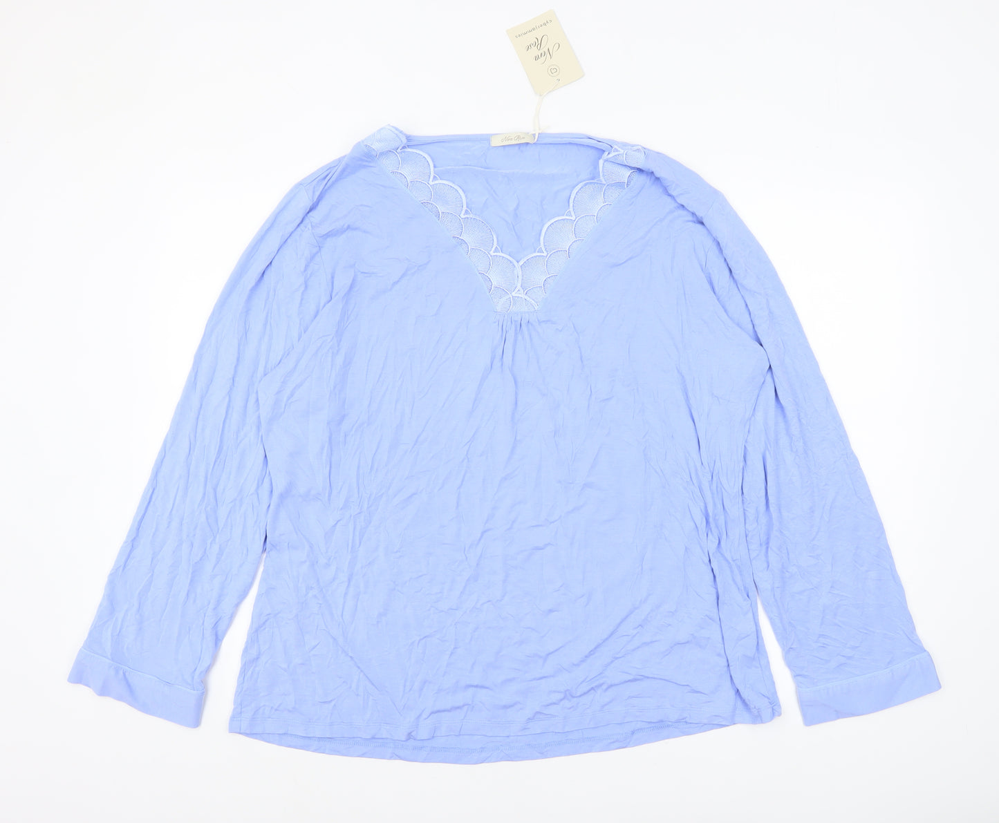 Nora Rose Womens Blue Long Sleeve V-Neck Tunic Top Size 24