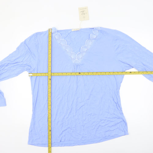 Nora Rose Womens Blue Long Sleeve V-Neck Tunic Top Size 24