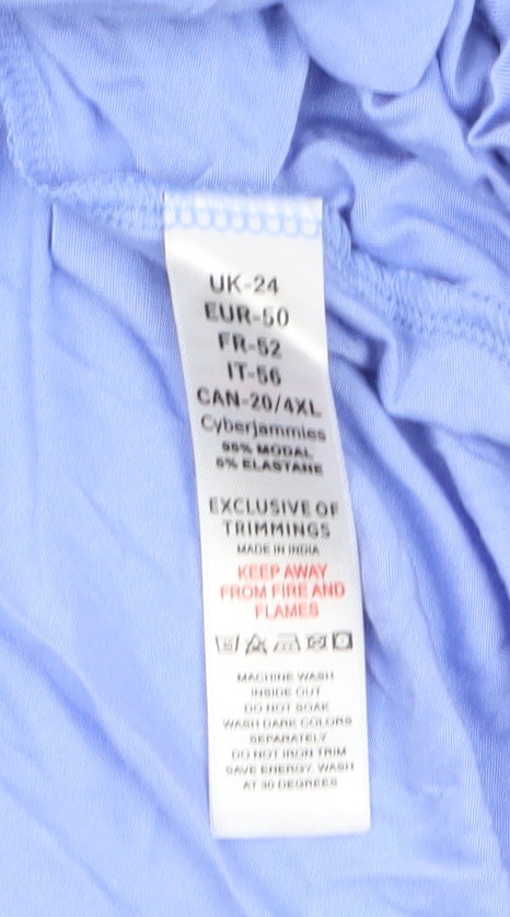 Nora Rose Womens Blue Long Sleeve V-Neck Tunic Top Size 24