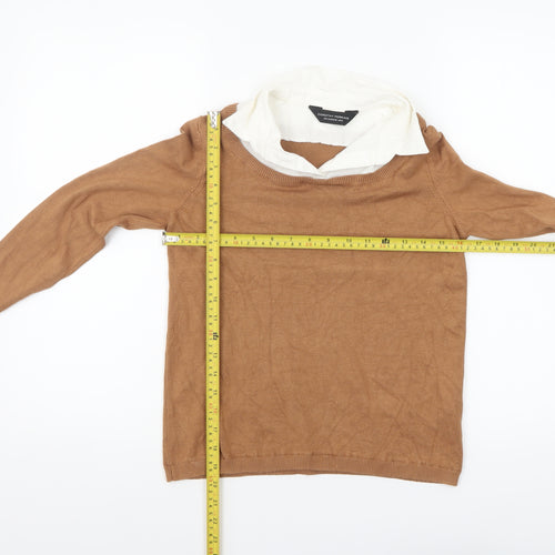 Dorothy Perkins Women Brown Crew Neck Knit Pullover Jumper Size 8