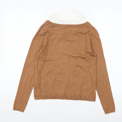 Dorothy Perkins Women Brown Crew Neck Knit Pullover Jumper Size 8