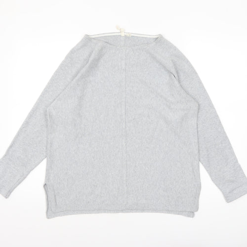 White Stuff Womens Grey Long Sleeve Boat Neck Jersey Top UK 16