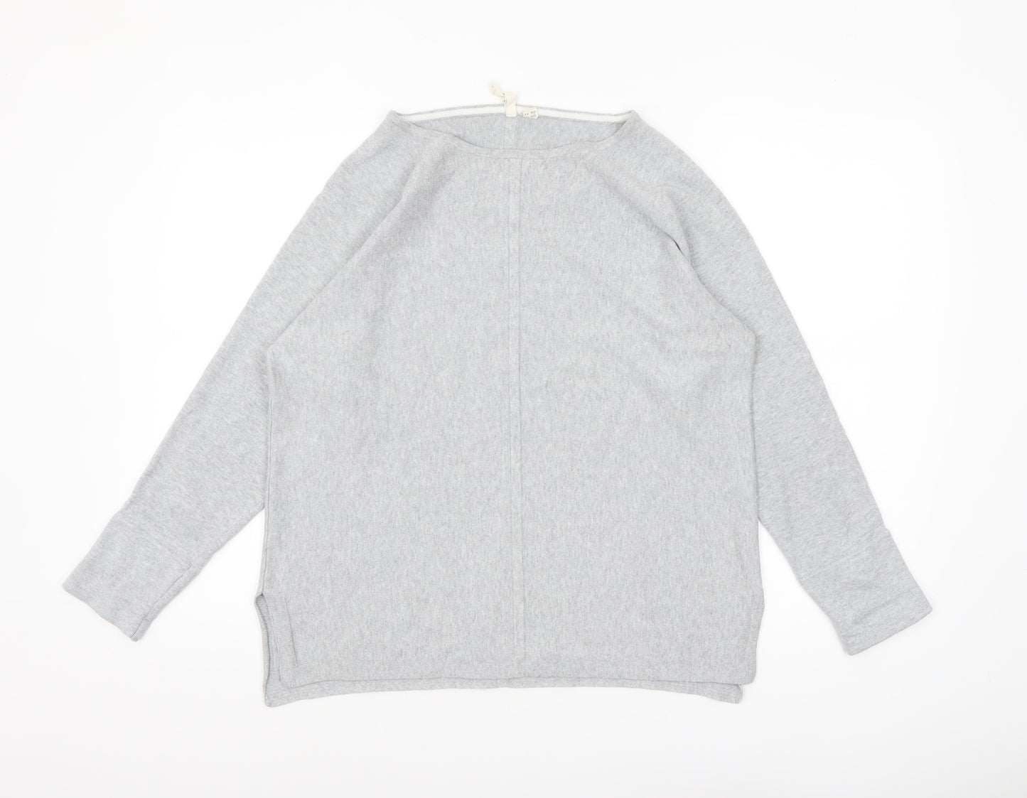 White Stuff Womens Grey Long Sleeve Boat Neck Jersey Top UK 16