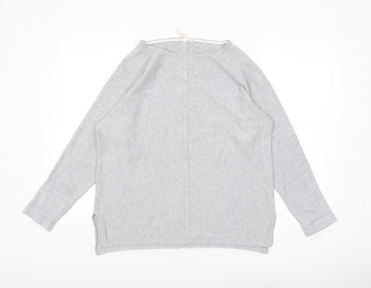 White Stuff Womens Grey Long Sleeve Boat Neck Jersey Top UK 16