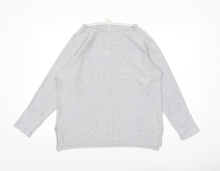 White Stuff Womens Grey Long Sleeve Boat Neck Jersey Top UK 16