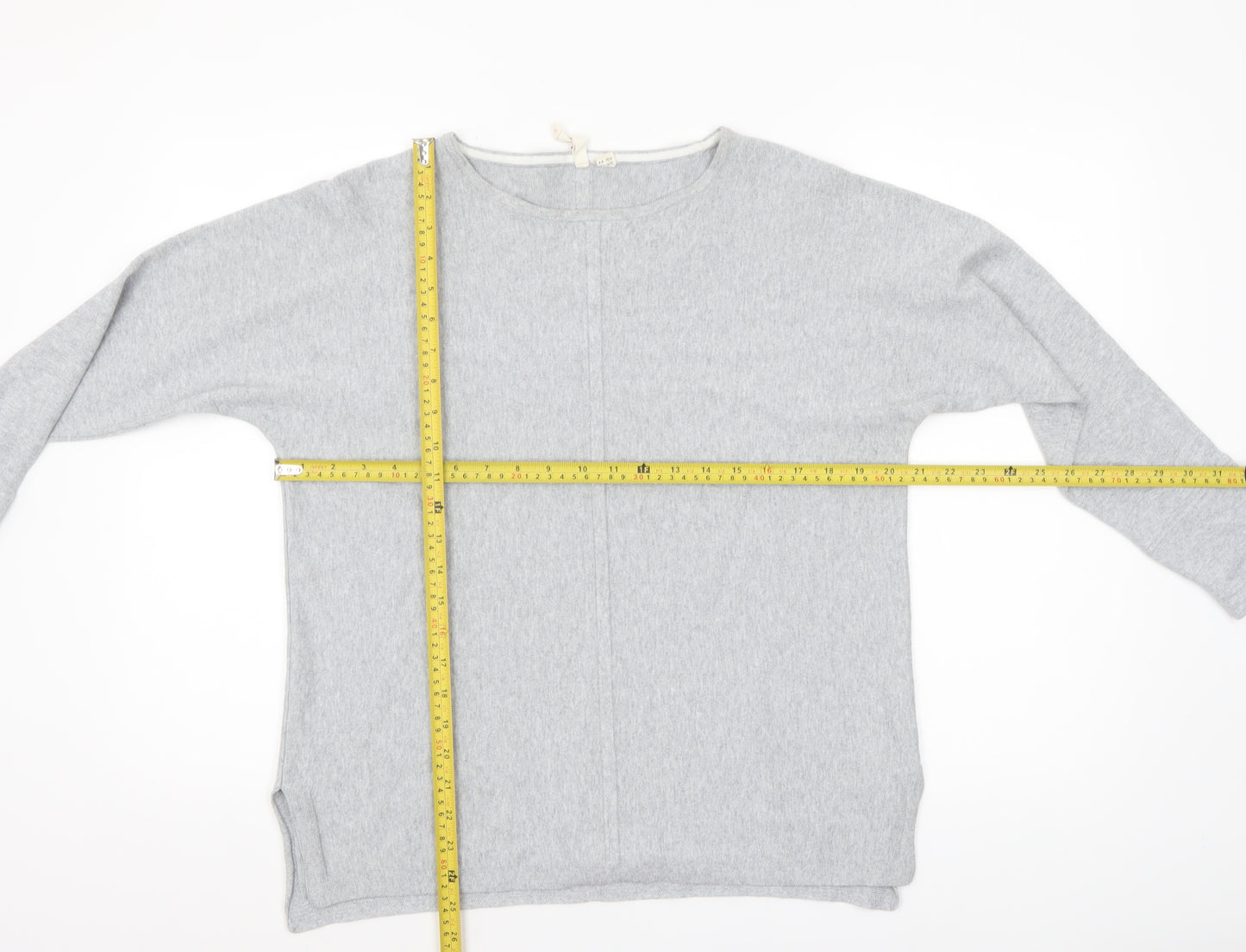 White Stuff Womens Grey Long Sleeve Boat Neck Jersey Top UK 16
