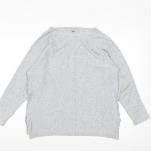 White Stuff Womens Grey Long Sleeve Boat Neck Jersey Top UK 16