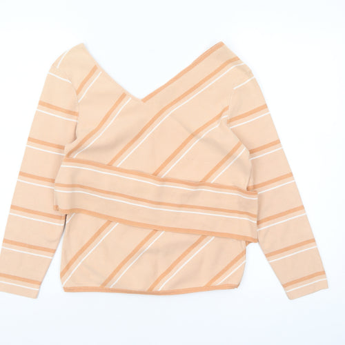 Bread n Butter Women's Beige Striped V-Neck Knit Jumper Size M