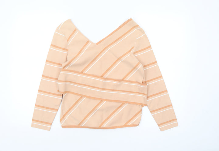 Bread n Butter Women's Beige Striped V-Neck Knit Jumper Size M