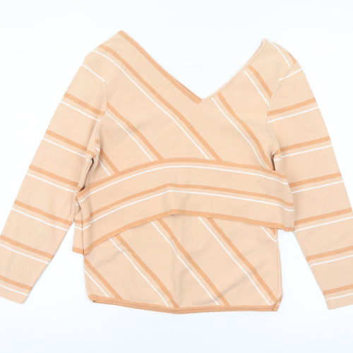 Bread n Butter Women's Beige Striped V-Neck Knit Jumper Size M