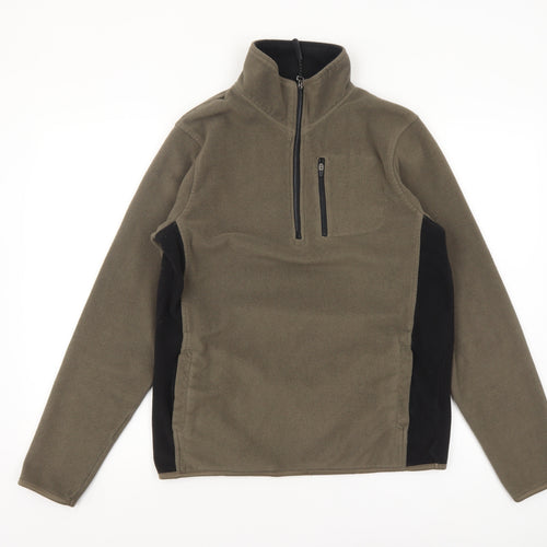 Cedar Wood State Mens Brown Fleece 1/4 Zip Pullover Sweatshirt M