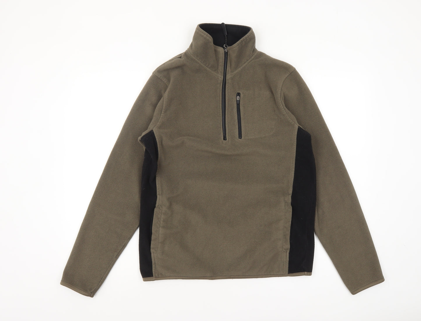 Cedar Wood State Mens Brown Fleece 1/4 Zip Pullover Sweatshirt M