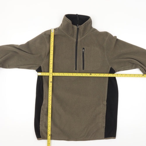 Cedar Wood State Mens Brown Fleece 1/4 Zip Pullover Sweatshirt M