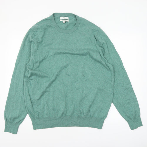 Marks and Spencer Men's Green Cotton Crew Neck Pullover Jumper 2XL