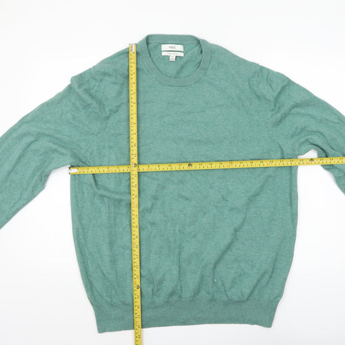 Marks and Spencer Men's Green Cotton Crew Neck Pullover Jumper 2XL