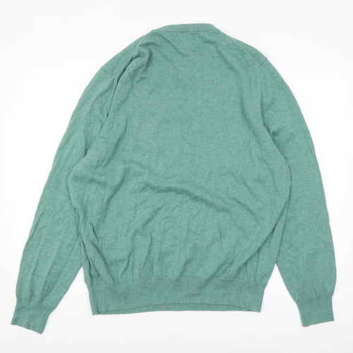Marks and Spencer Men's Green Cotton Crew Neck Pullover Jumper 2XL