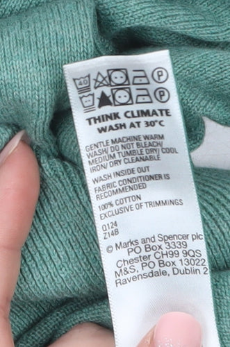 Marks and Spencer Men's Green Cotton Crew Neck Pullover Jumper 2XL