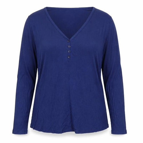 F&F Womens Blue Long Sleeve V-Neck Pyjama Top Size 20