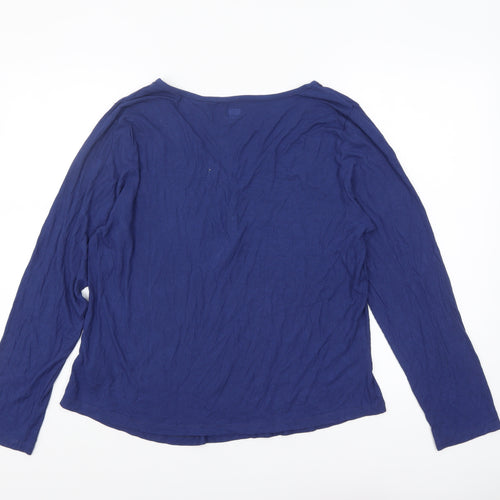 F&F Womens Blue Long Sleeve V-Neck Pyjama Top Size 20