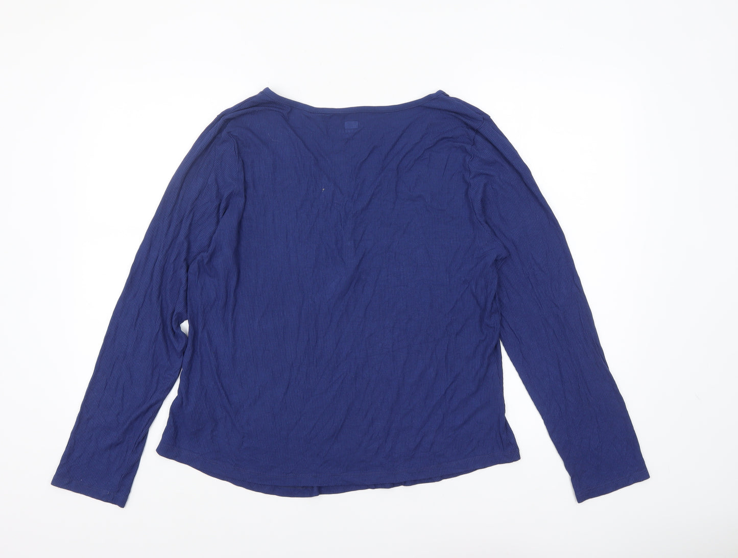 F&F Womens Blue Long Sleeve V-Neck Pyjama Top Size 20