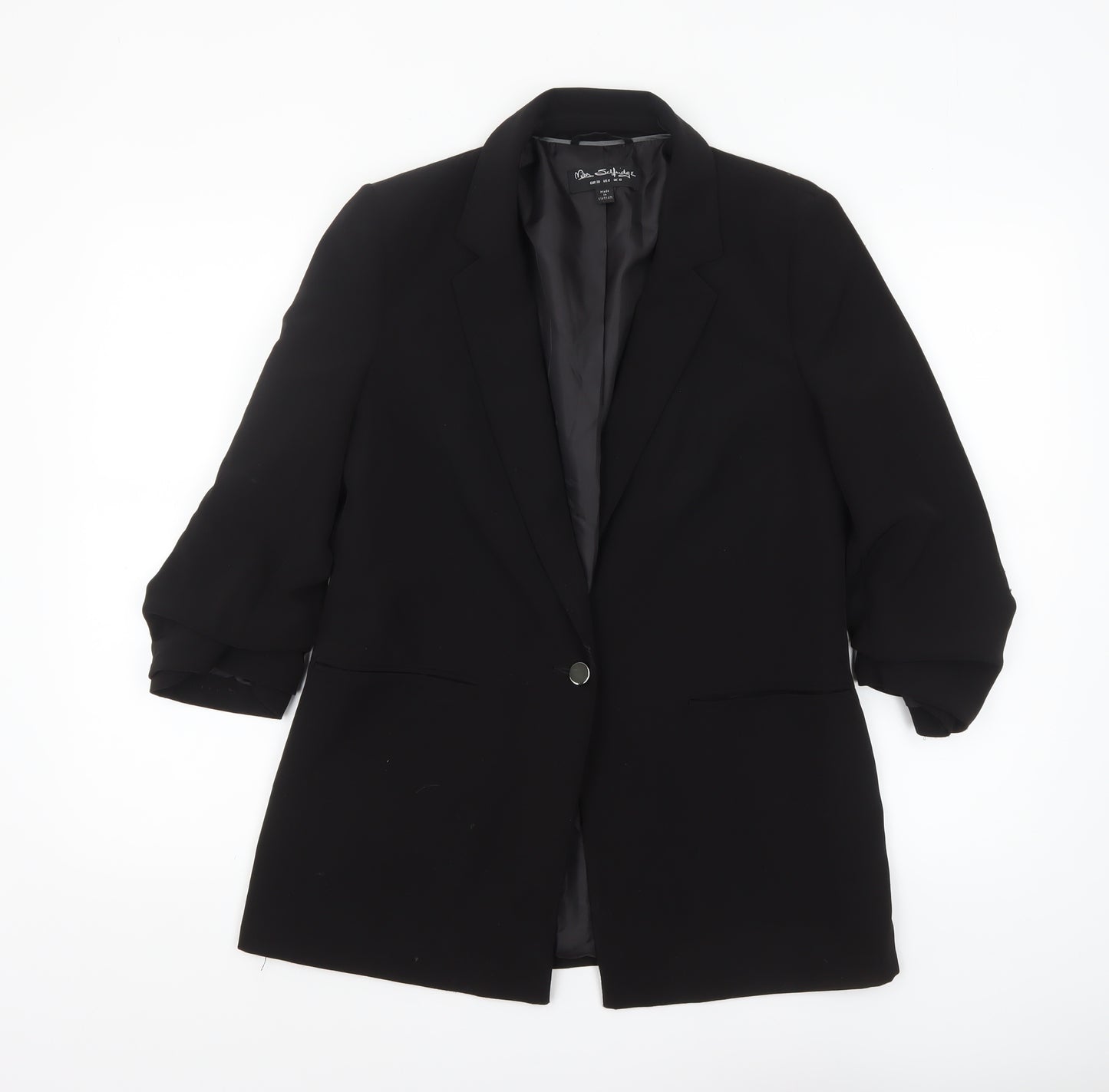Miss Selfridge Women Black UK 10 Single-Breasted Blazer Jacket