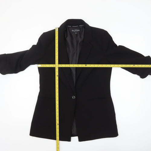 Miss Selfridge Women Black UK 10 Single-Breasted Blazer Jacket