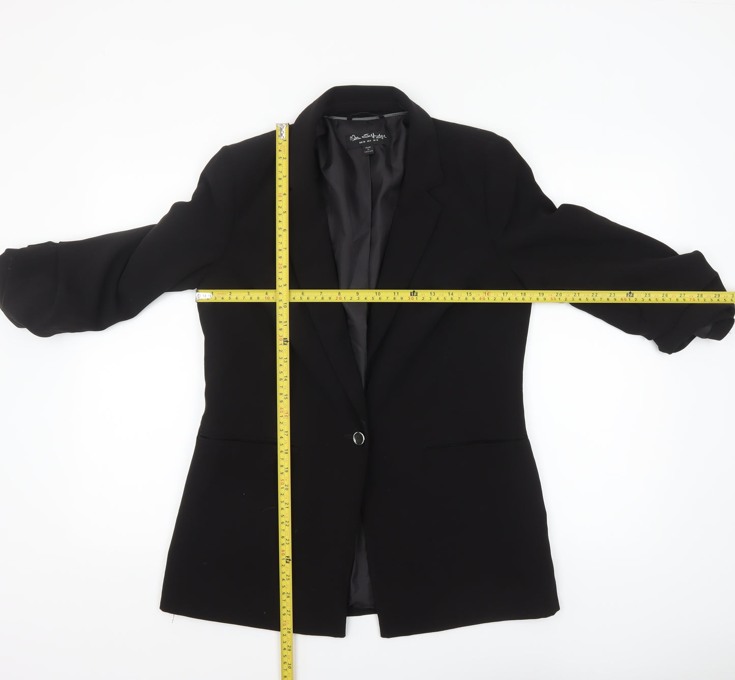 Miss Selfridge Women Black UK 10 Single-Breasted Blazer Jacket