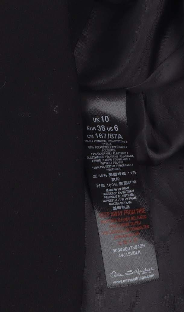 Miss Selfridge Women Black UK 10 Single-Breasted Blazer Jacket