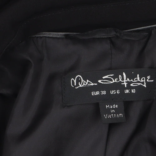Miss Selfridge Women Black UK 10 Single-Breasted Blazer Jacket