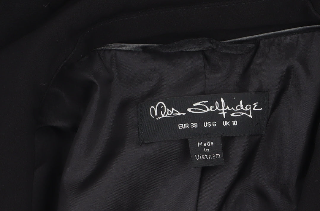 Miss Selfridge Women Black UK 10 Single-Breasted Blazer Jacket