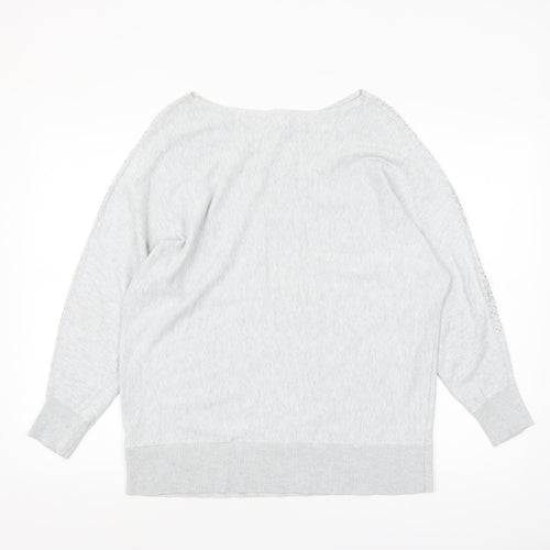 Monsoon Women’s Grey Beaded Knit Boat Neck Jumper Size M