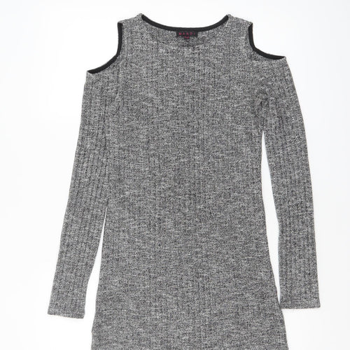 Mandi Women Grey Size 10 Cold Shoulder Knit Bodycon Dress