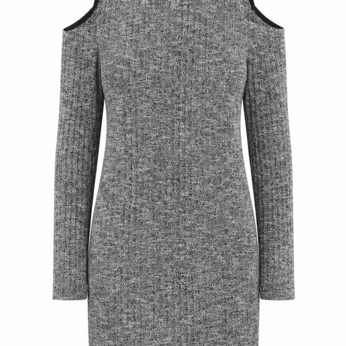 Mandi Women Grey Size 10 Cold Shoulder Knit Bodycon Dress