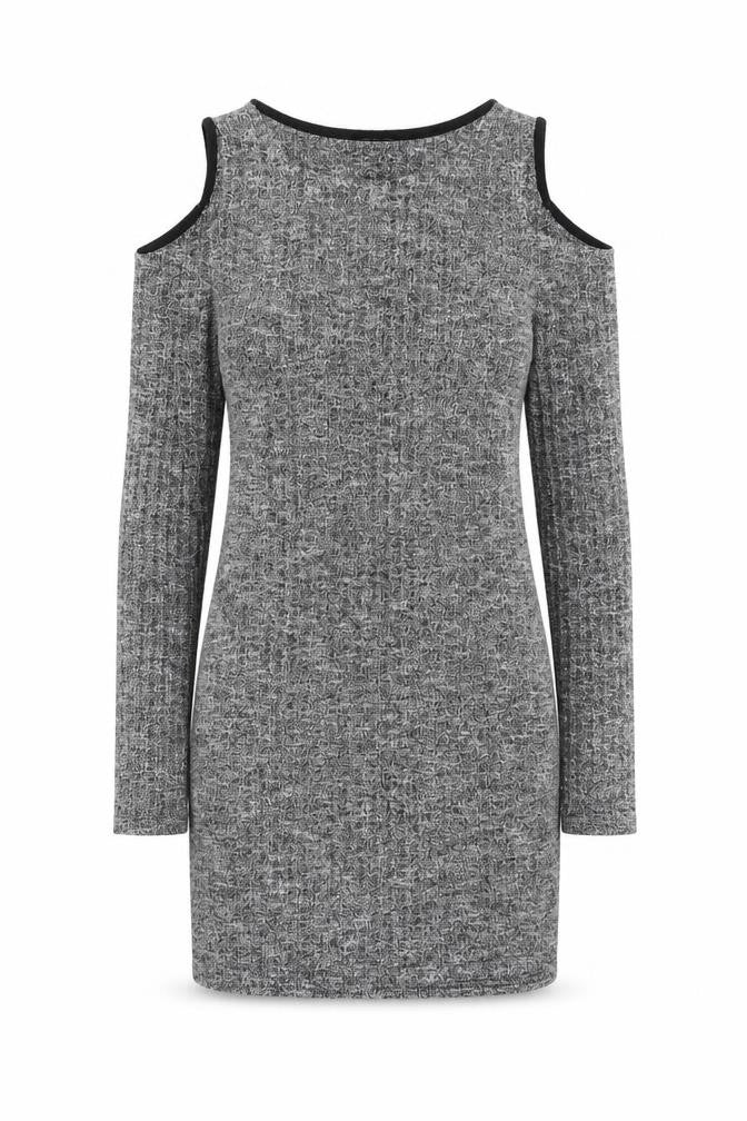 Mandi Women Grey Size 10 Cold Shoulder Knit Bodycon Dress